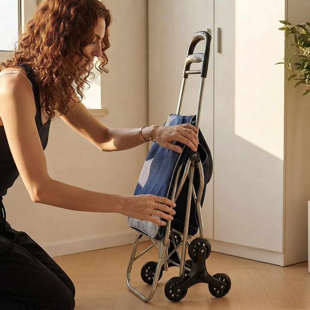 Folding Stair Climbing Grocery Cart
